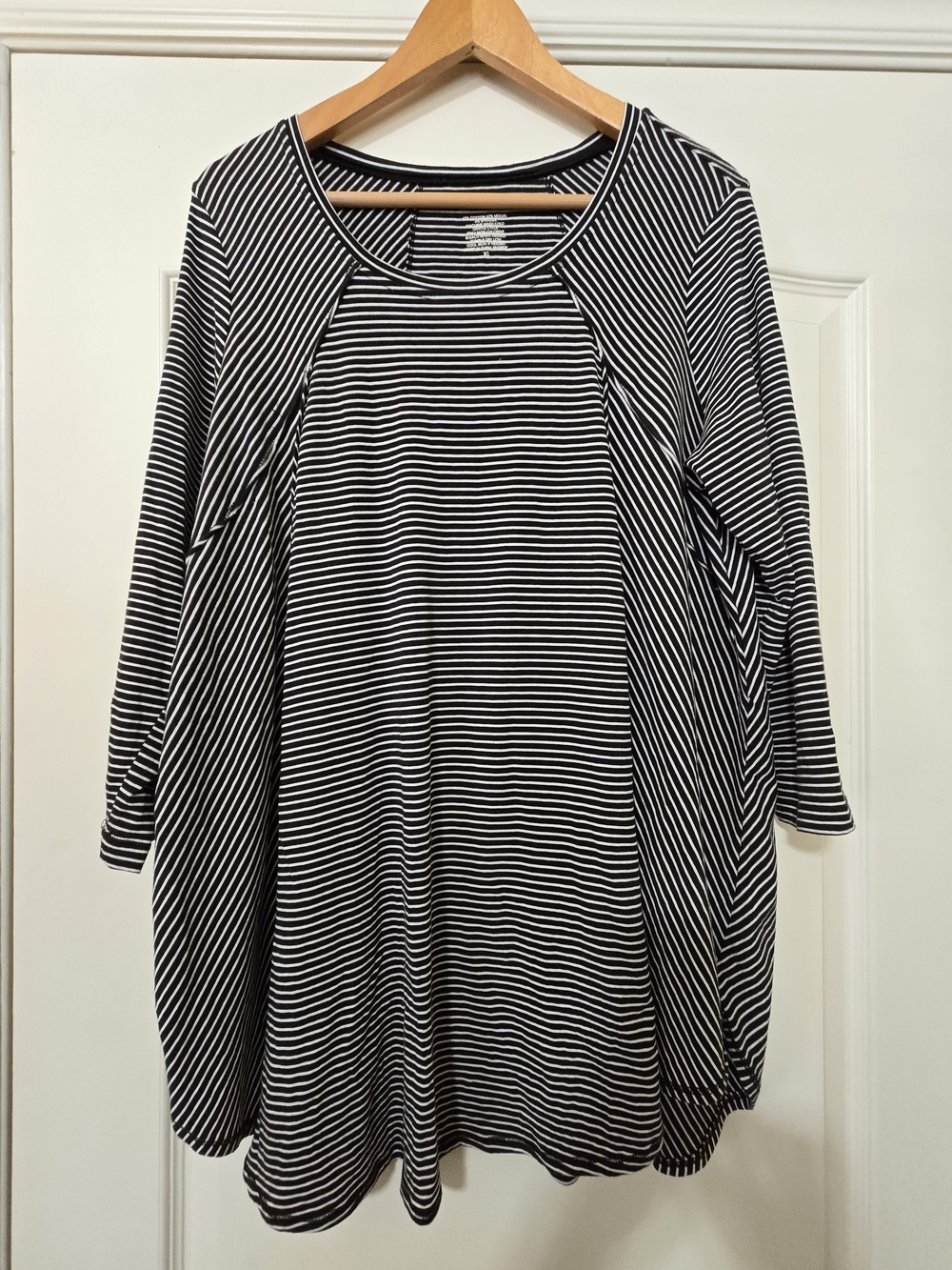 Westbound Black & White Striped Long-Sleeve Swing Tunic